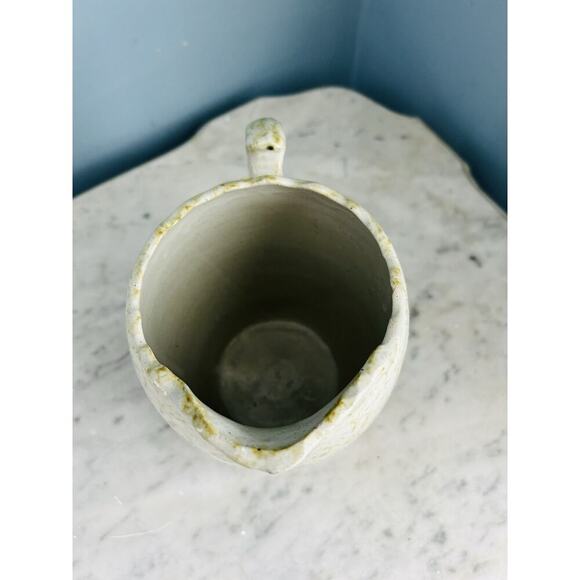 Vintage Stoneware 7” Pitcher Cream Brown Morton ? Pottery Vase Home Decor - Picture 12 of 13